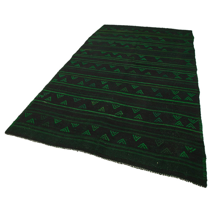 Gracie Oaks Insider Hand Knotted Black/Green Rug Wayfair.co.uk